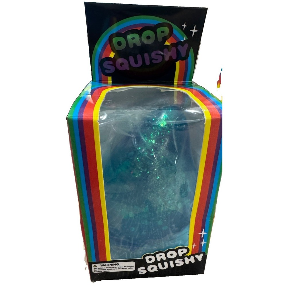 Drop Squishy Glitter Water Drop Fidget Toy with Splash Display Stand NEW